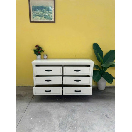 Soho White : Tủ Ngang 6 Ngăn Kéo - Màu Trắng Wash